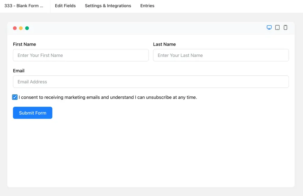 Check the preview of your form once you build a form with Fluent Forms.