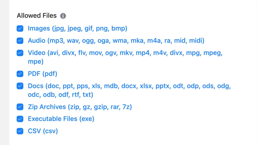 Allowed file types