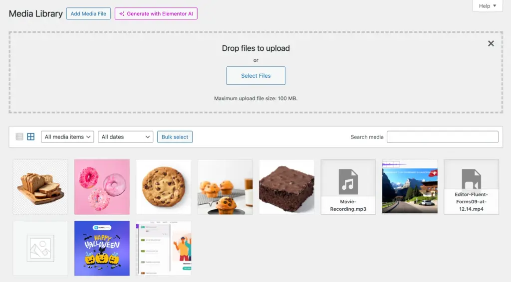 Drop or select files to upload image to a WordPress form