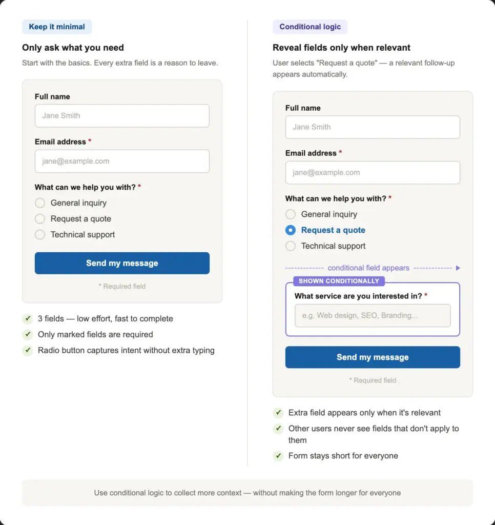 form design tip Only Show Necessary Fields image