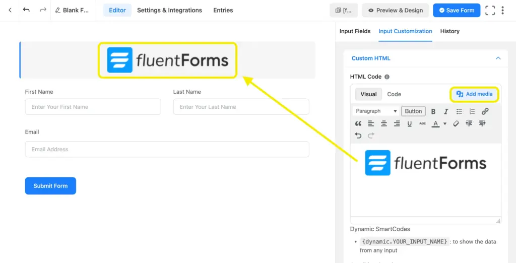 Image in custom HTML field