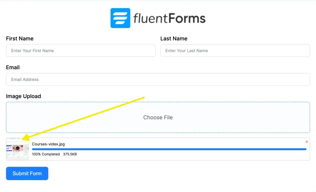 Image preview for Image upload field