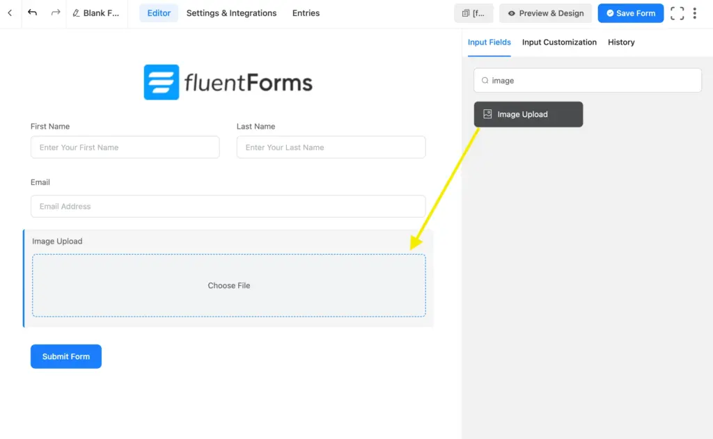Drag and drop Image Upload field