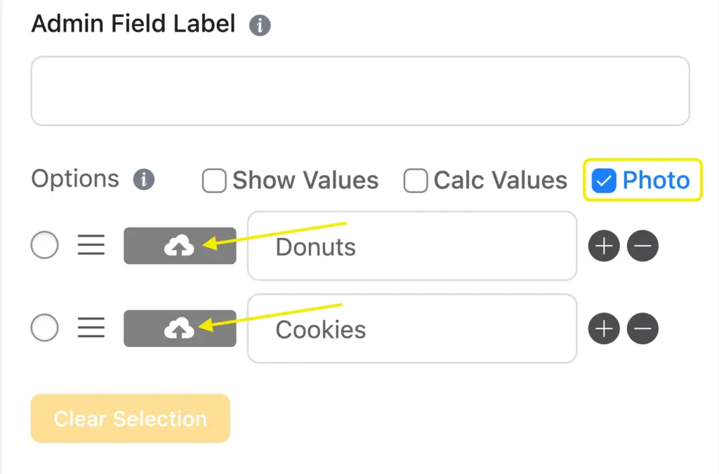 Image upload option in Radio Field