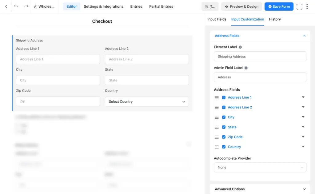 Add address field and label it