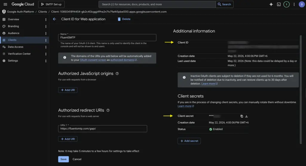 Collect your Client ID and Client Secret