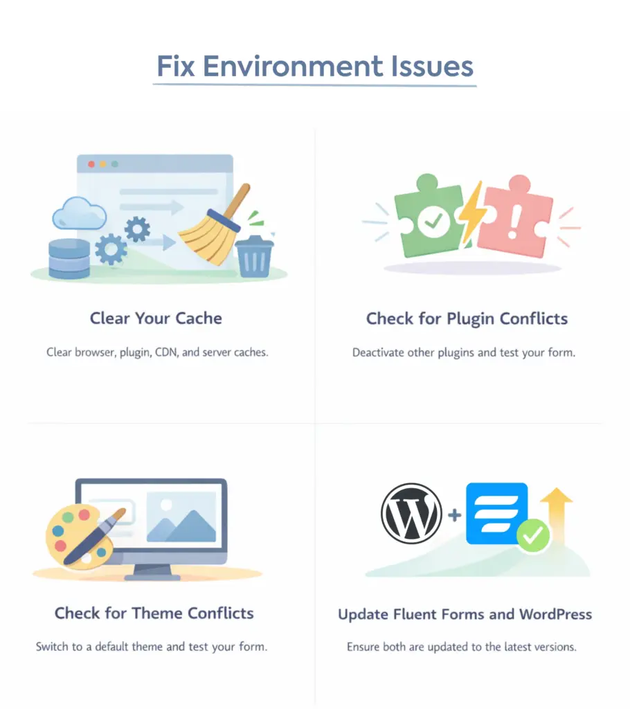 troubleshooting conditional logic in Fluent forms: Fix Environment Issues