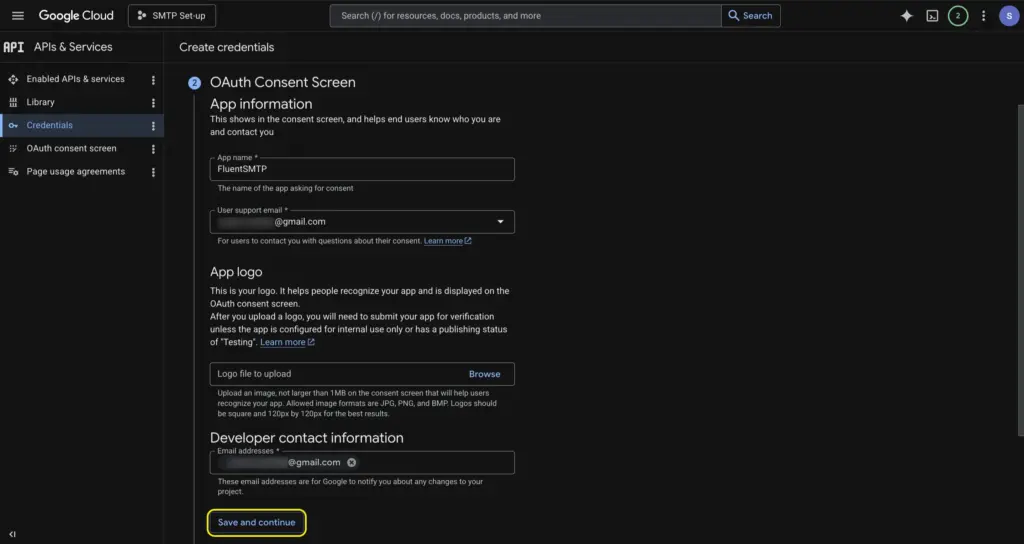 OAuth consent screen