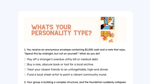 Personality Quiz Form thumb