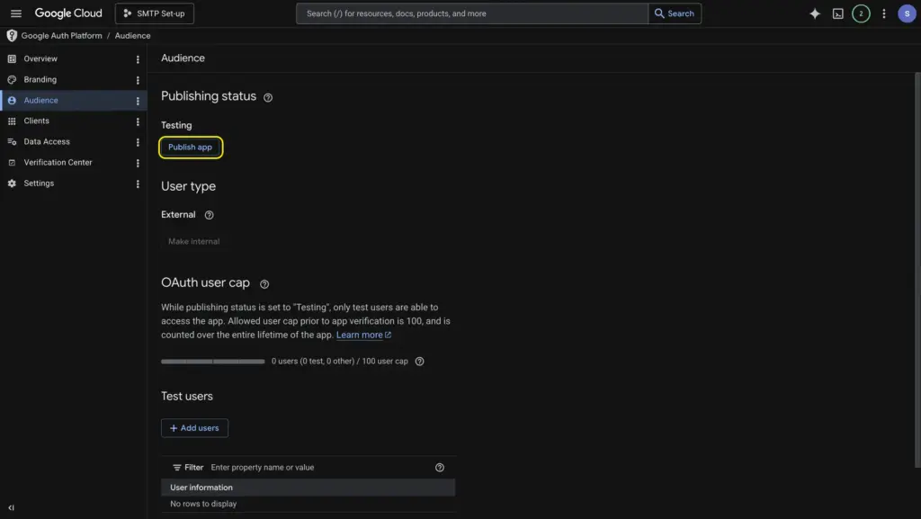 Publish the OAuth app