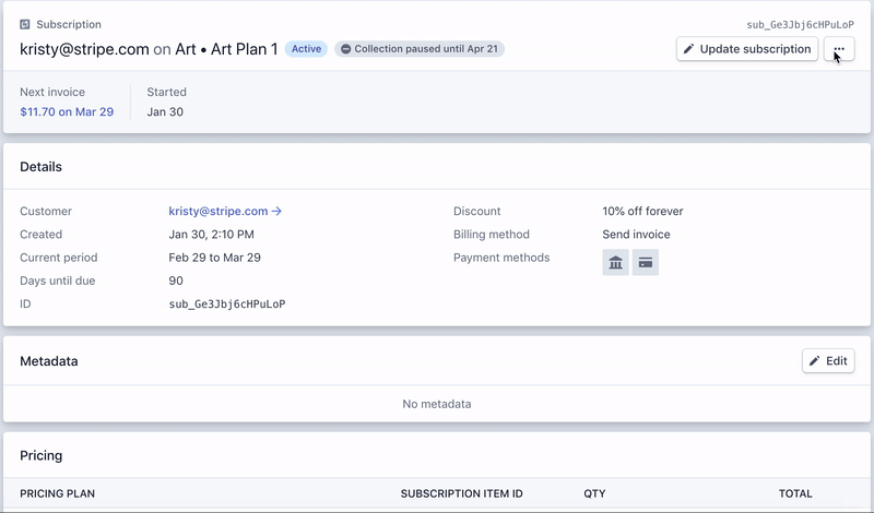 Resume Stripe Subscription 66766