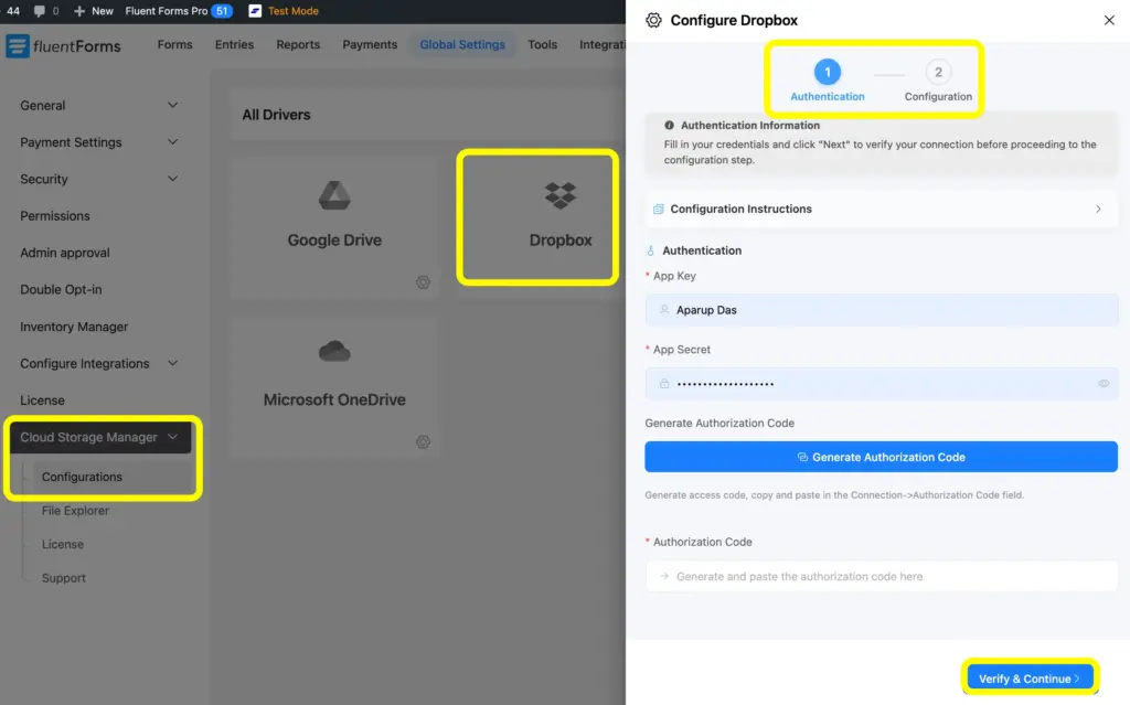 Use Dropbox storage for free with Fluent Forms cloud storage manager add-on