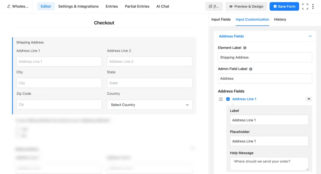 add help message to guide users through the shipping and billing address