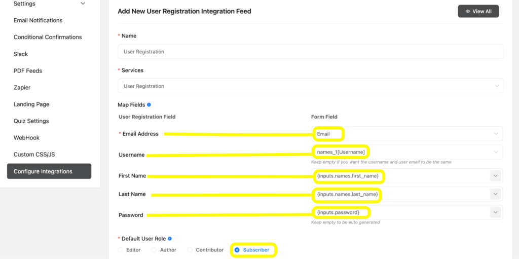 With Fluent Forms, you can extract the user names from the name/email fields of a form, and also get a custom username.