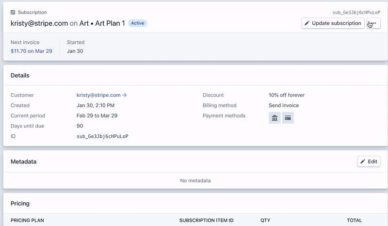 pause stripe subscription from dashboard 66766
