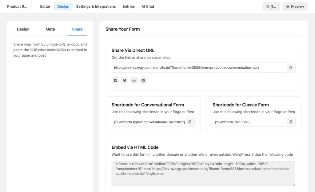 publish and share your product recommendation quiz