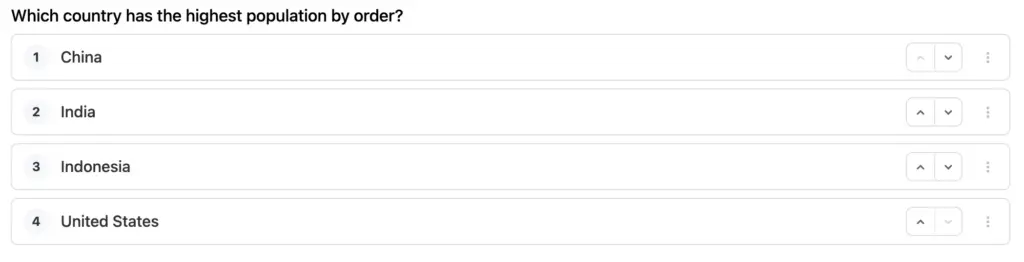 Ranking field showing a ranking list in frontend