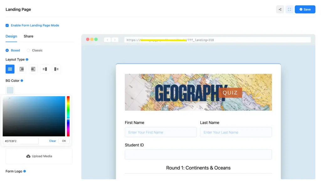 style your quiz landing page 67202