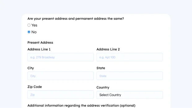 Address Verification Form template for WordPress