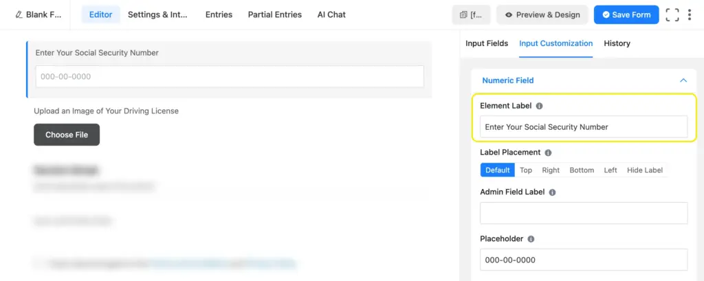 Check your field labels in Fluent Forms