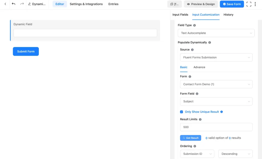 Choose a data source for dynamic autocomplete