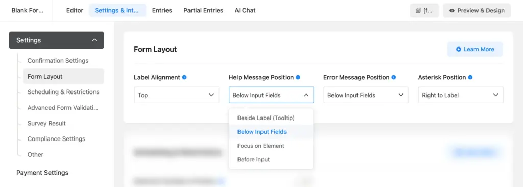 Choose the right help message position