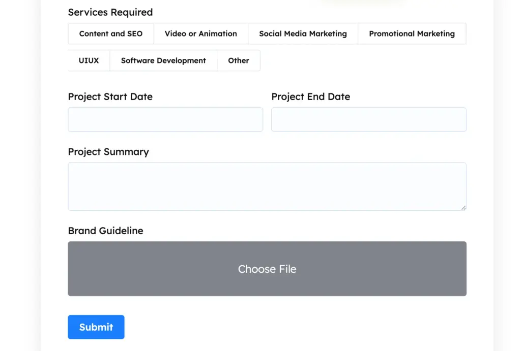 Client onboarding form template by Fluent Forms