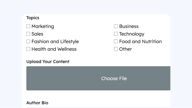 Content Collection Form Template for WordPress