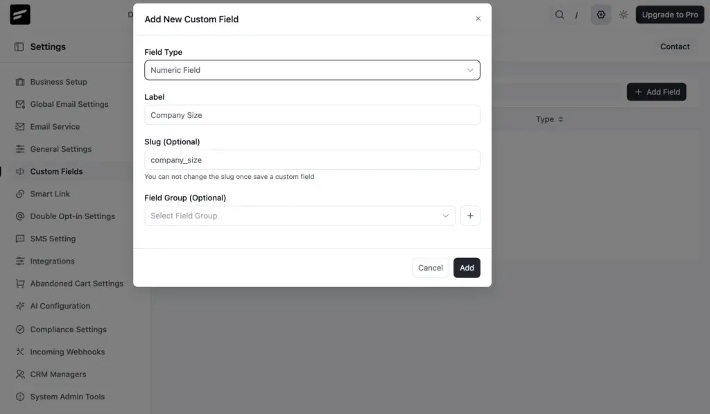 Creating Custom Fields in FluentCRM