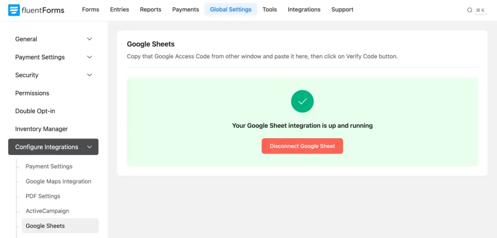 Disconnect Google Sheet and connect it again