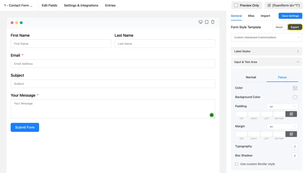 Export The Form Styler Styles (JSON)