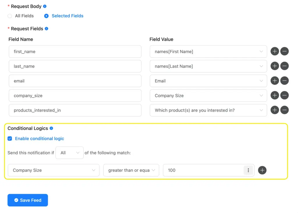 Filtering submissions with conditional logic