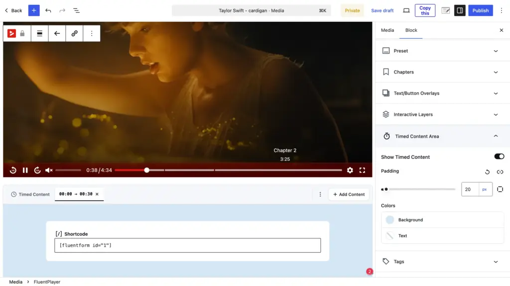 FluentPlayer add timed content to your videos 