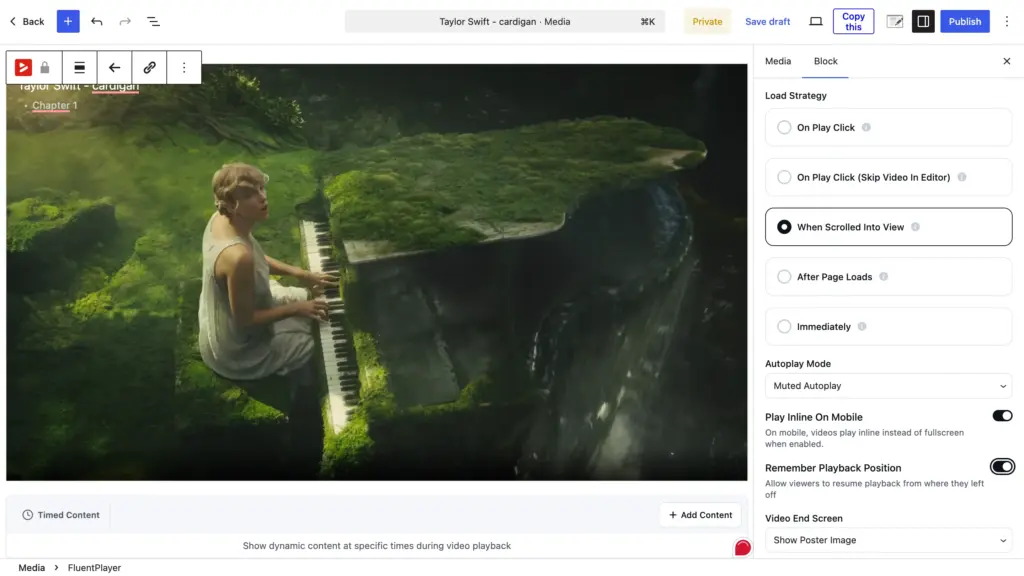 FluentPlayer autoplay modes playback position and inline player