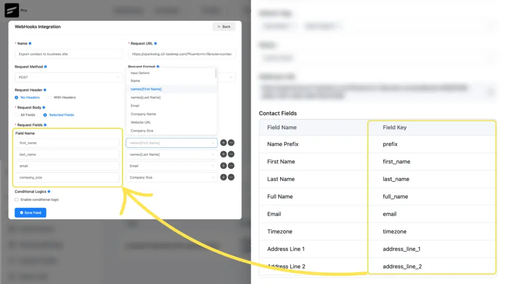Map your fields using FluentCRM Field Keys and Fluent Forms Input Options