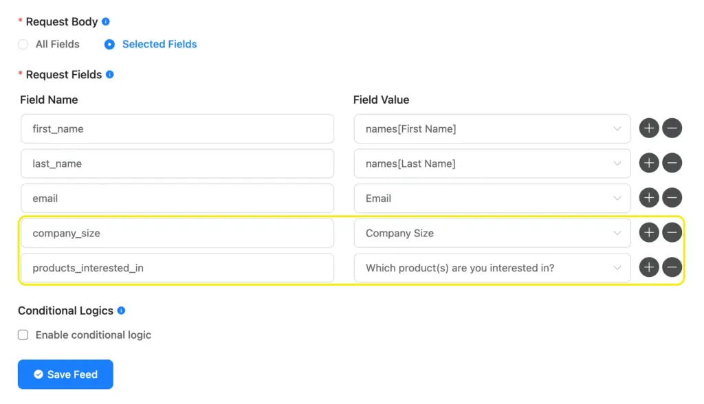 Mapping FluentCRM Custom Fields in Fluent Forms' Webhook Feed
