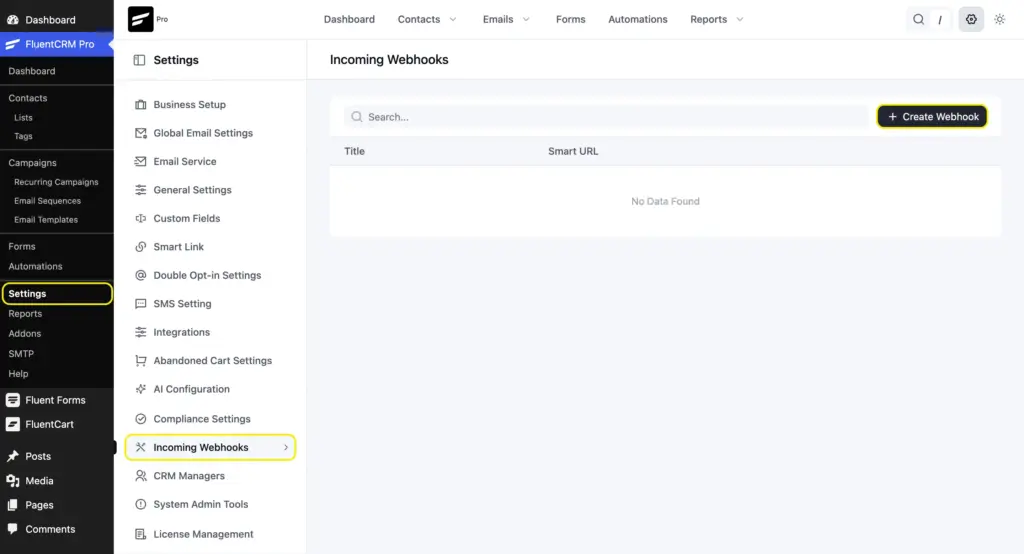 Navigate to Incoming Webhooks