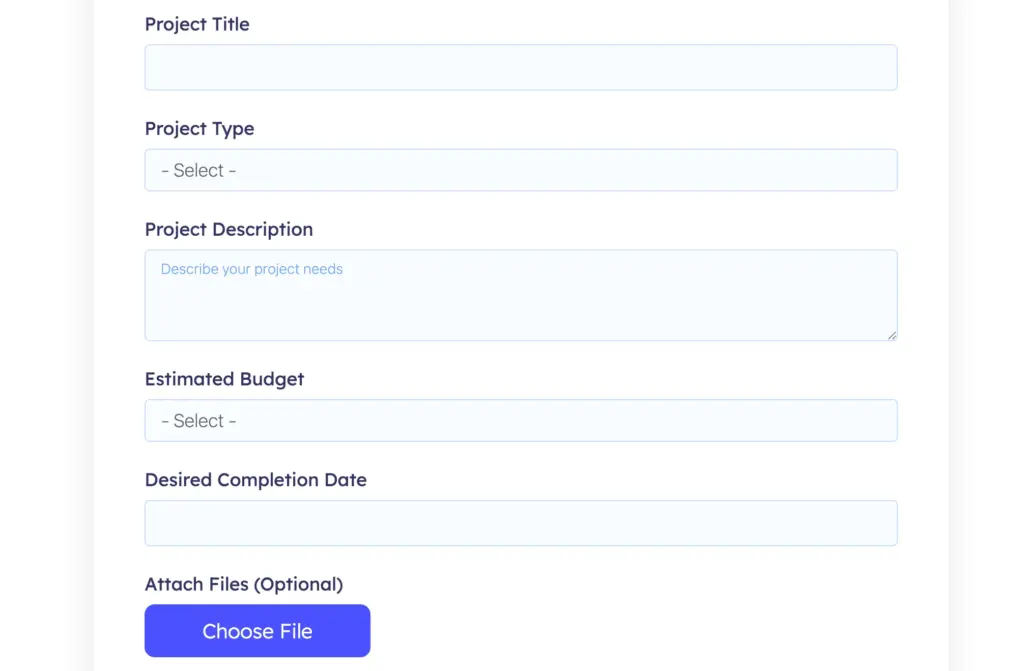 Fluent Forms request for quote form screenshot