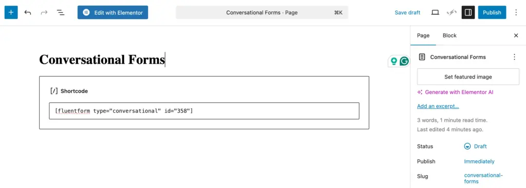 Check the preview and publish conversational forms made with Fluent Forms.