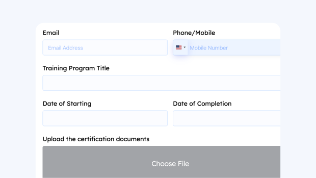 Training Verification Form template for WordPress