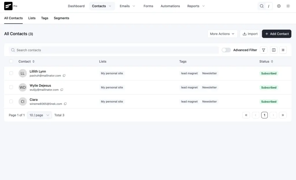 Verify the contact in FluentCRM