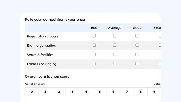 Competition Feedback Form template