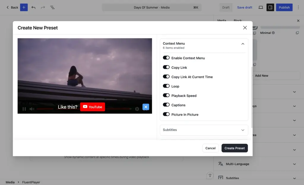 Create Custom Preset Context Menu