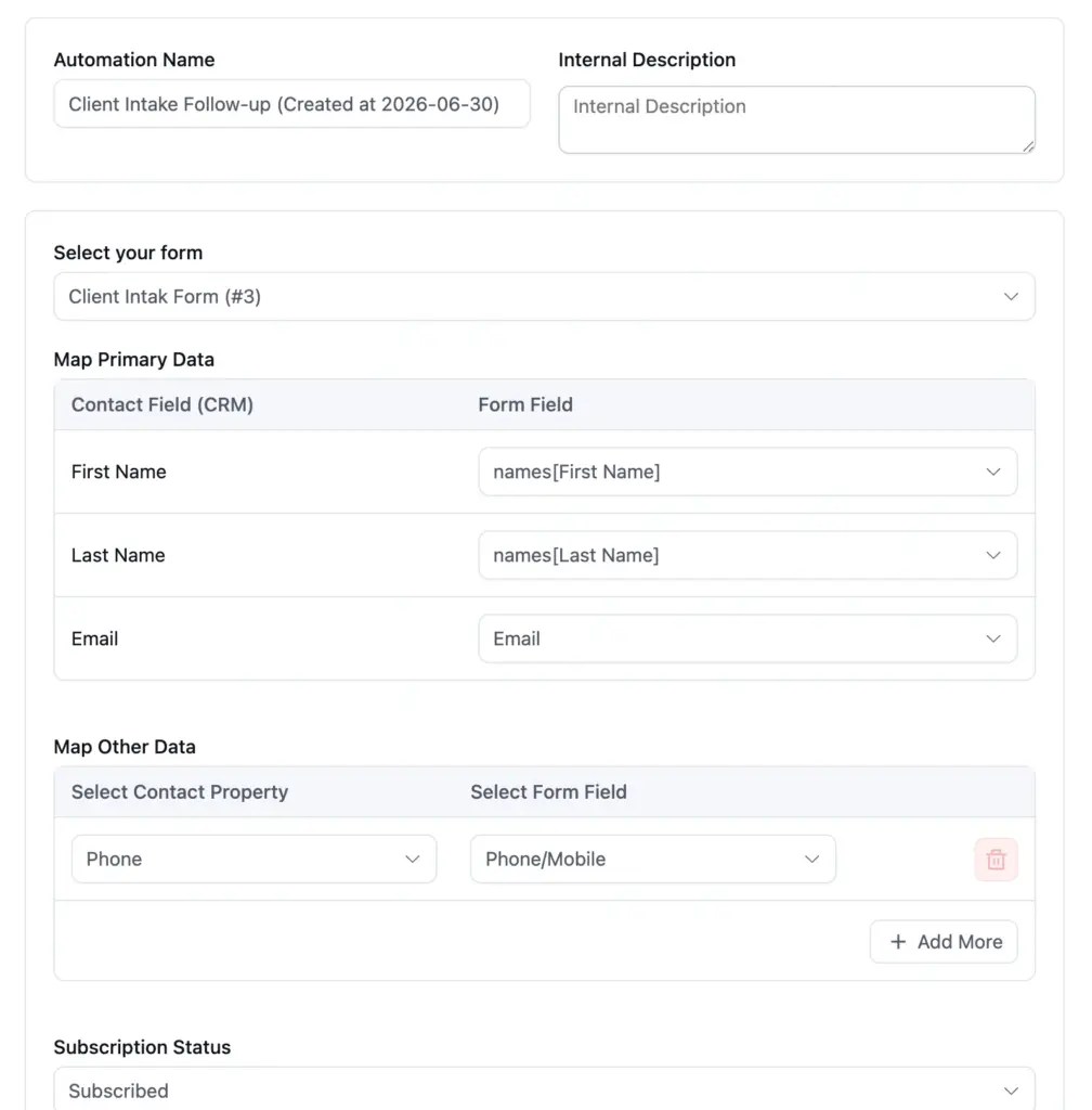 Creating a new automation in FluentCRM
