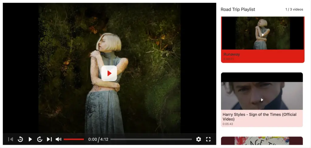 FluentPlayer Guide showing an image with grid-style playlists