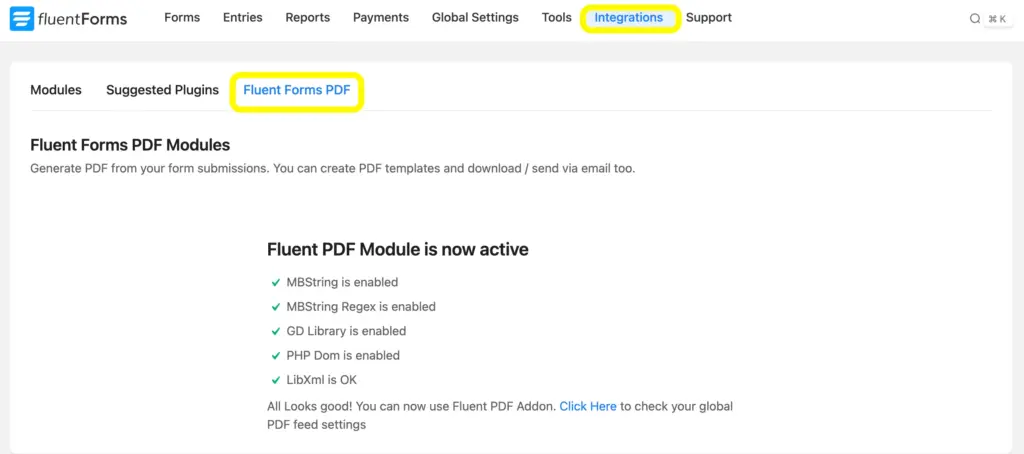 Use the Fluent Forms PDF to allow users download PDFs after form submission.