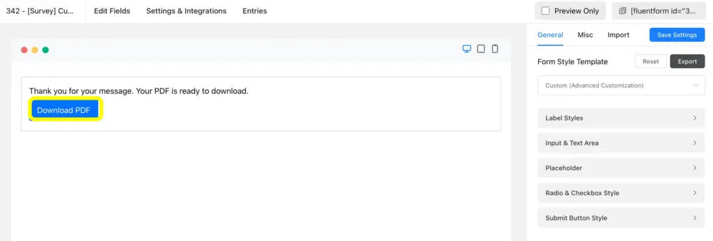 Check the preview and click the download pdf button to get the URL.