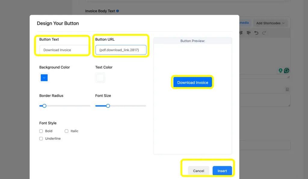 Add a button in the confirmation message to help users download the PDF invoice.