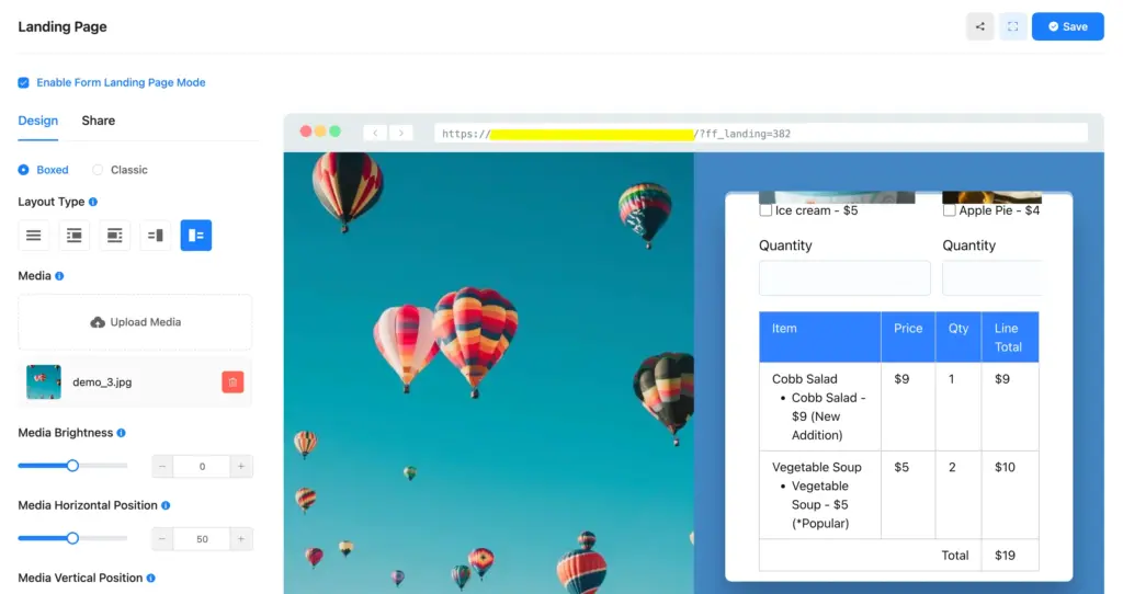 Enable the landing page module of Fluent Forms and publish your form in a landing page.