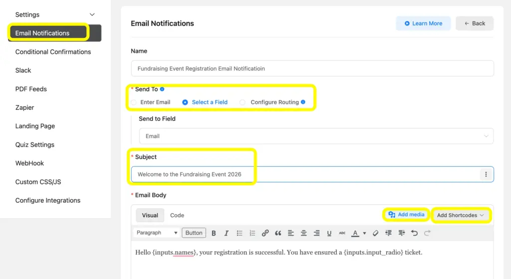 Set up email notifications and send it to the users and admins.